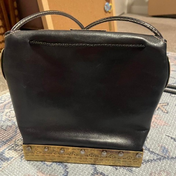 TRAMONTANO NAPOLI black Italian leather vintage crossbody bag - Picture 6 of 8